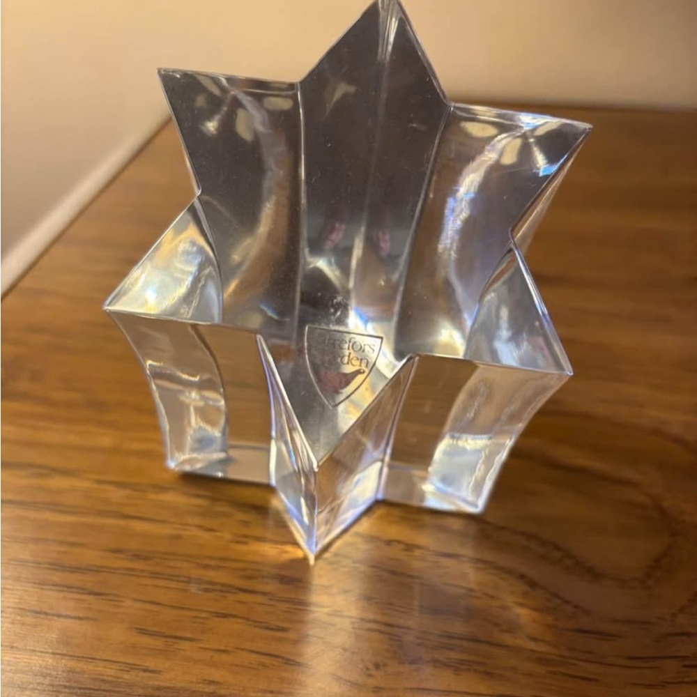 Orrefors Crystal Star 4.5" Tall Sweden Modern Art Cut Glass Decor Paperweight
